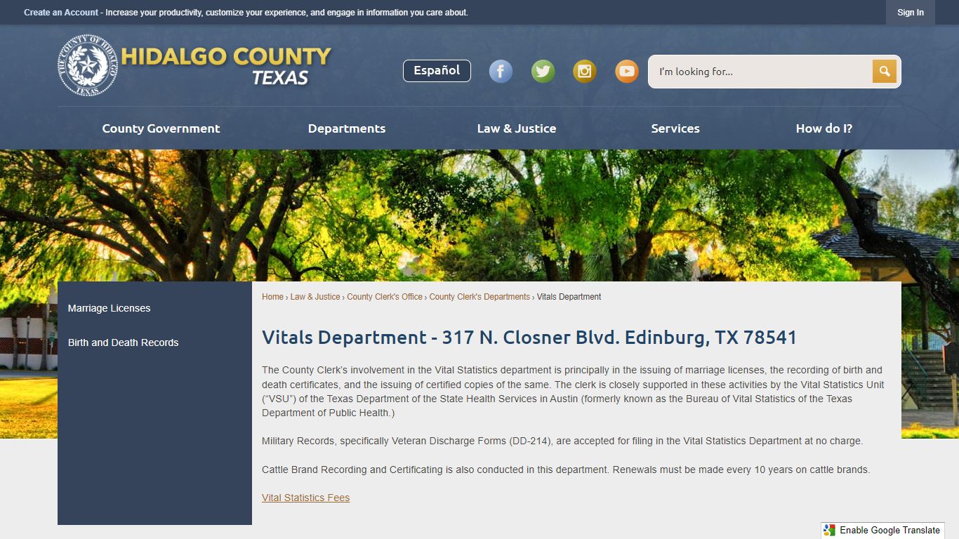 Vitals Department - Hidalgo County, Texas